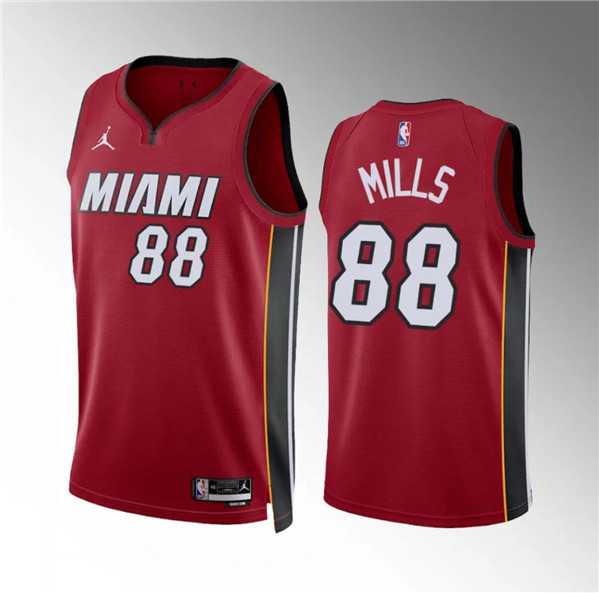 Men%27s Miami Heat #88 Patrick Mills Red Statement Edition Stitched Basketball Jersey Dzhi